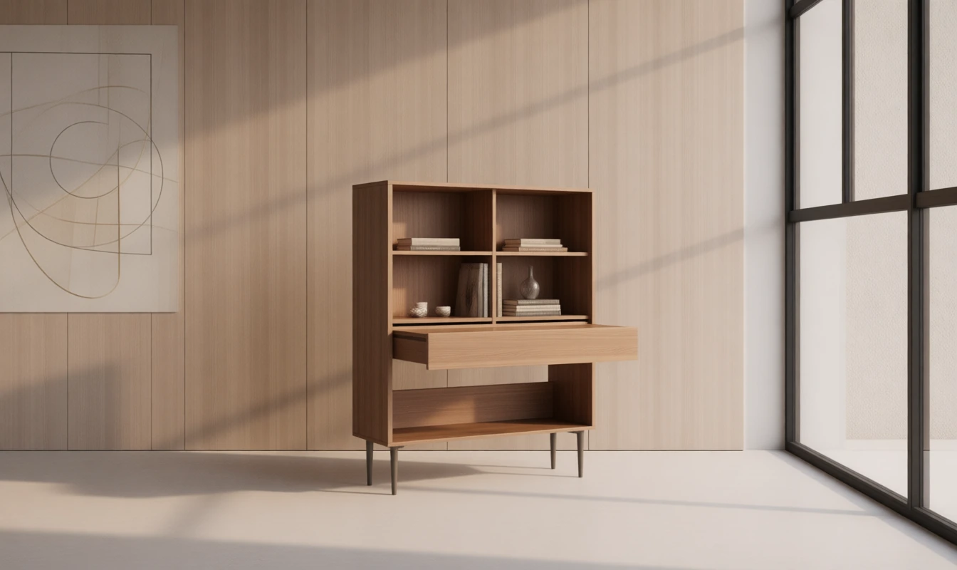 Gizli bölmeli-pull-out raflı console-desk